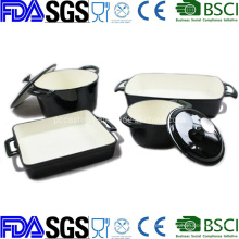 4PCS Cast Iron Cookware Set in Black Enamel Color